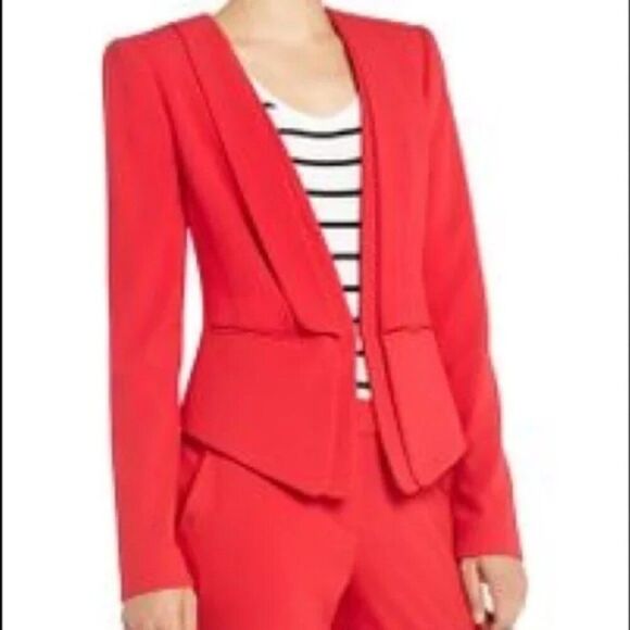 NEW BCBG Max Azria Alex Red Blazer XS Jacket Fitted Sexy Tapered Crop Feminine - Picture 1 of 13
